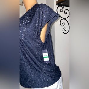 NWT TOMMY HALFIGER BLOUSE SLEEVELESS BLUE SIZE L